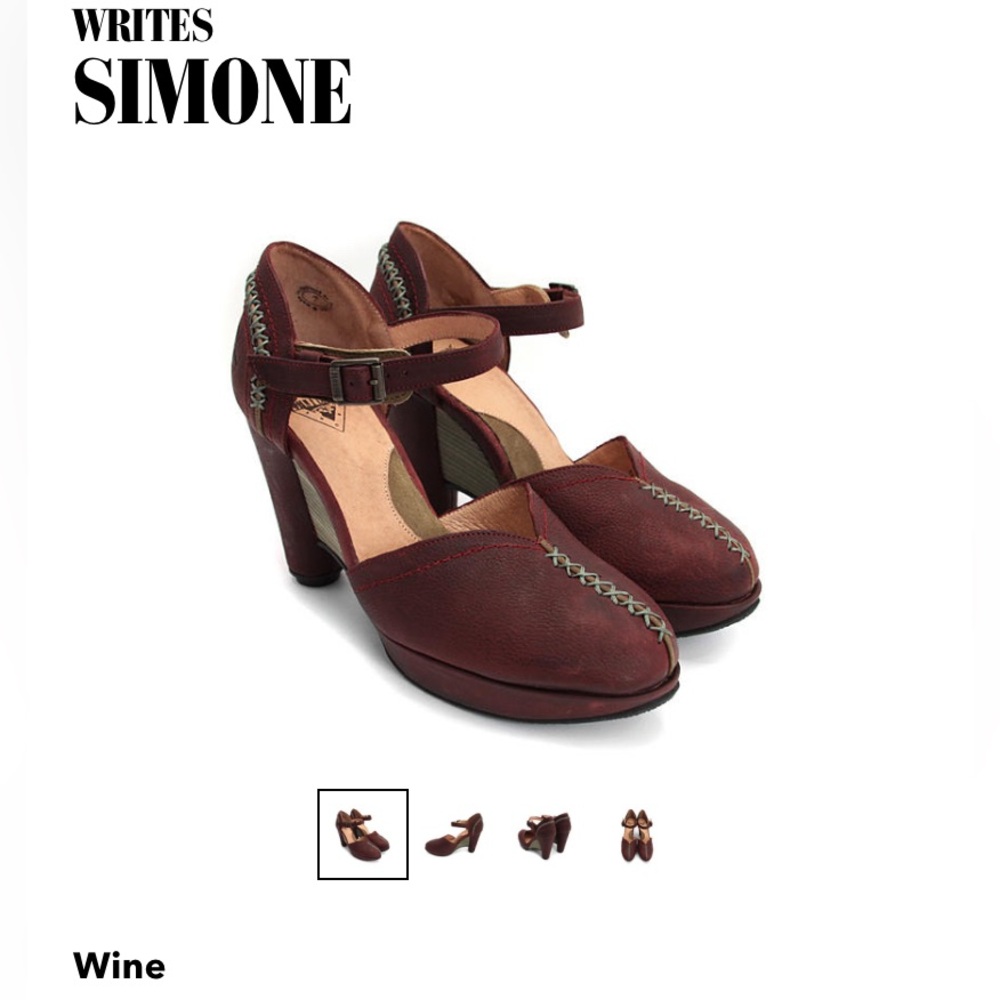 John Fluevog Writes Simone Chunky Block Leather Heels in Wine Size 7